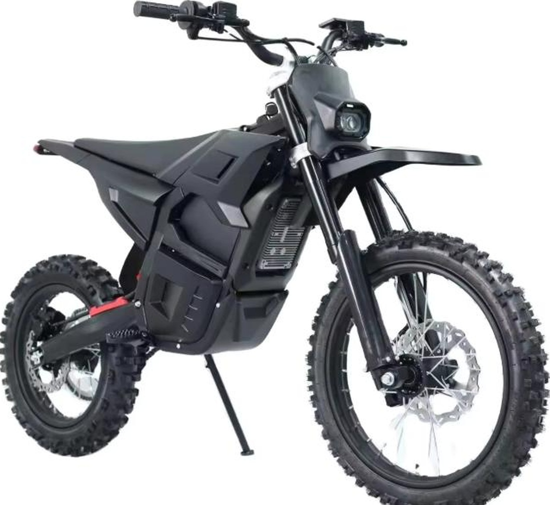 EcoDrivex M9-72V25A fekete elektromos dirt bike elölnézetből
